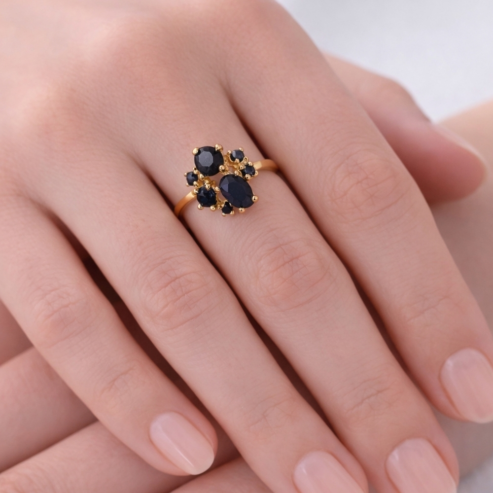 Gold Over 925 Sterling Silver Blue Sapphire Ring | Women’s